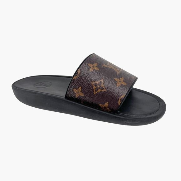 Louis Vuitton Sunbath Black LV Monogram Pool Slide Sandals Size 37 US 7 Women's - Picture 9 of 15